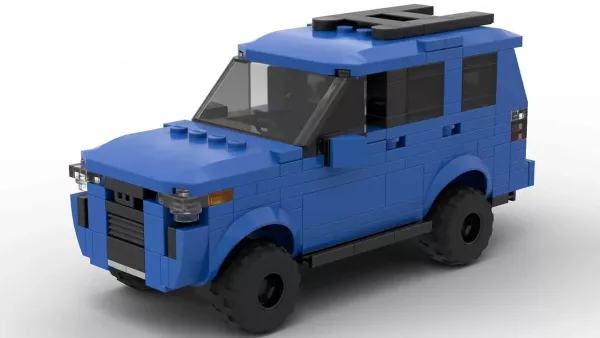 LEGO Toyota 4Runner TRD Pro 19 scale brick model in blue color on white background