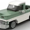 LEGO Chevrolet Apache 10 60 scale brick model in two tone white and sand green paint scheme on white background