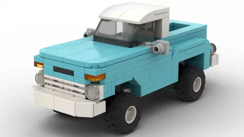 LEGO Chevrolet Apache K10 65 scale brick model on white background