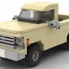 LEGO Chevrolet C10 Pickup 79 scale brick model in tan color on white background