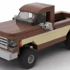 LEGO Chevrolet K20 Cheyenne 79 scale brick model in two tone brown and tan paint scheme on white background