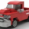 LEGO Chevrolet Apache 1958 scale brick model in red color on white background