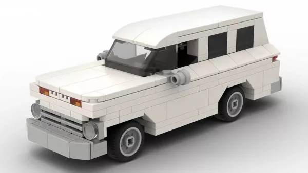 LEGO Chevrolet Suburban 62 scale brick model in white color on white background