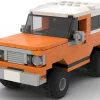 LEGO Dodge Ramcharger 77 scale brick model in orange color on white background