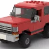 LEGO Dodge Ramcharger 87 scale brick model in red color on white background