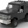 LEGO Dodge Ramcharger 92 scale brick model in black color on white background