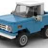 LEGO Ford Bronco 71 Half Cab scale brick model in blue color on white background