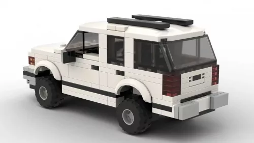 GMC Yukon 99 4 door scale brick model in white color on white background rear view angle