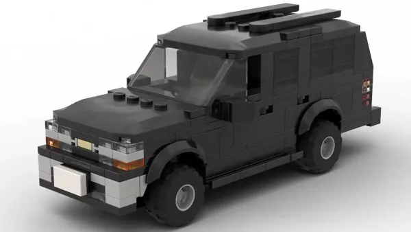 LEGO Chevrolet Suburban 05 scale brick model in black color on white background