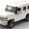 LEGO Chevrolet Suburban 88 scale brick model in white color on white background