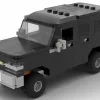 LEGO Chevrolet Suburban 91 scale brick model in black color on white background