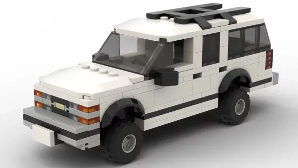 LEGO Chevrolet Suburban 96 scale brick model in white color on white background