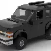 LEGO Chevrolet Tahoe 97 2door scale brick model in black color on white background