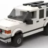 LEGO GMC Suburban 97 scale brick model in white color on white background