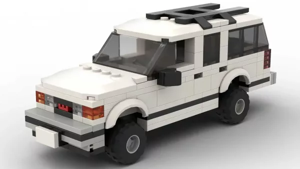 LEGO GMC Suburban 97 scale brick model in white color on white background