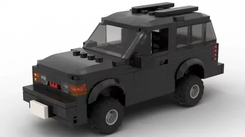 LEGO GMC Yukon GT 95 2door scale brick model in black color on white background