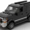 LEGO GMC Yukon XL 04 scale brick model in black color on white background