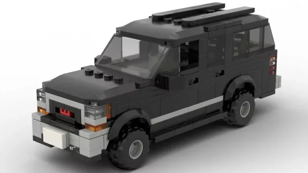 LEGO GMC Yukon XL 04 scale brick model in black color on white background