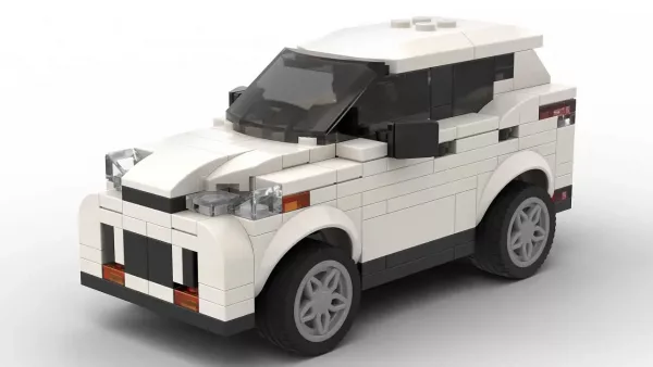 LEGO Ford Escape 14 scale brick model in white color on white background