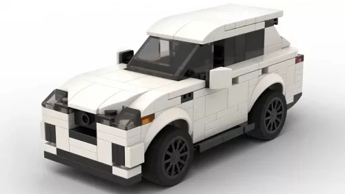 LEGO Jaguar F Pace 22 scale brick model in white color on white background