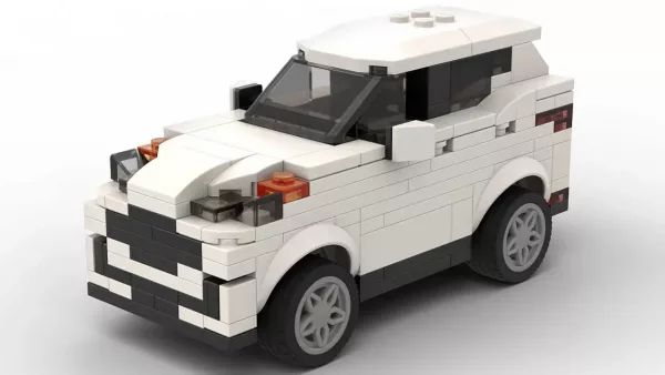 LEGO Kia Sportage 20 scale brick model in white color on white background