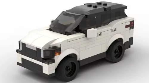 LEGO Kia Sportage 23 scale brick model in white color on white backgroud