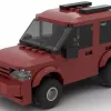 LEGO Kia Sportage 98 scale brick model in dark red color on white background