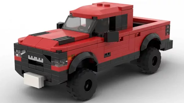 LEGO RAM Rebel 22 scale brick model in red color on white background