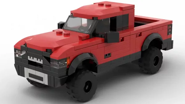 LEGO Ram Rebel 17 scale brick model in red color on white background