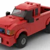 LEGO Ford Ranger Edge 04 scale brick model in red color on white background