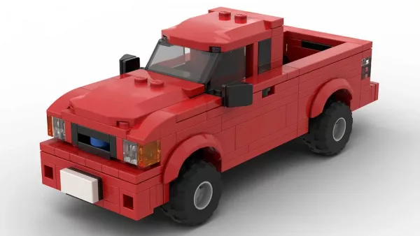 LEGO Ford Ranger Edge 04 scale brick model in red color on white background