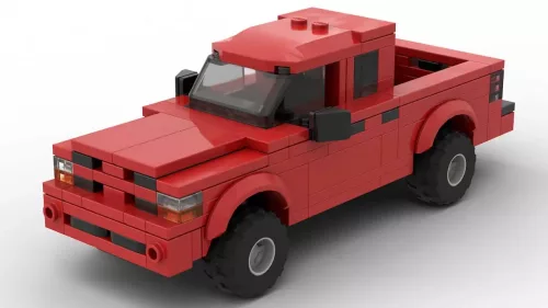 LEGO Dodge Dakota 01 scale brick model in red color on white background