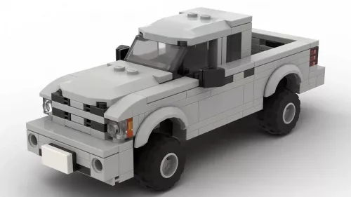 LEGO Dodge Dakota 05 scale brick model in gray color on white background