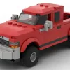 LEGO Dodge Dakota 95 scale brick model in red color on white background