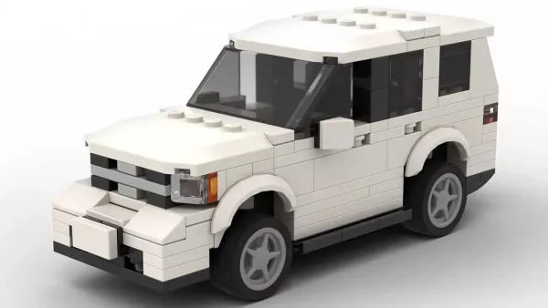 LEGO Dodge Durango 13 scale brick model in white color on white background