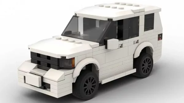 LEGO Dodge Durango 17 scale brick model in white color on white background