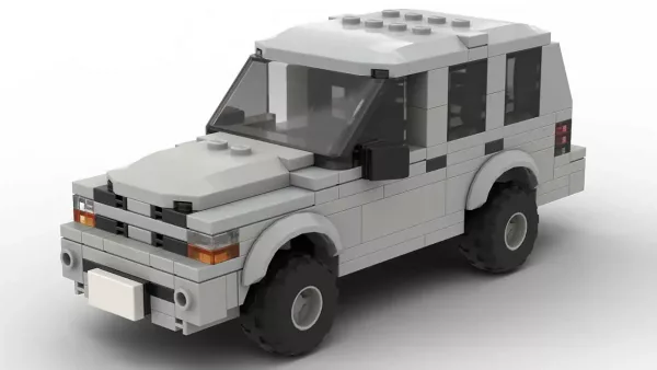 LEGO Dodge Durango 99 scale brick model in gray color on white background