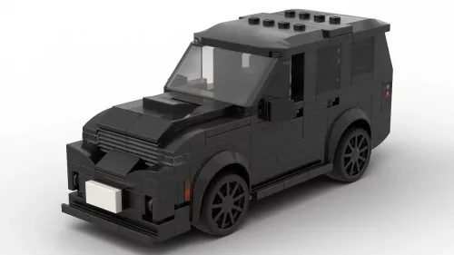 LEGO Dodge Durango SRT 21 scale brick model in black color on white background