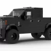 Black LEGO ford pickup truck model on white background