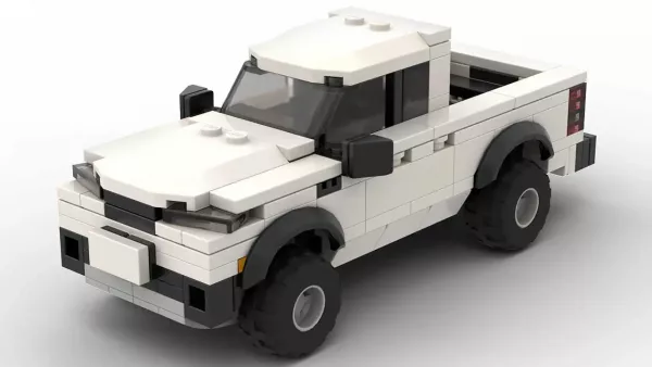 LEGO Ford Ranger XLT 19 US scale brick model in white color on white background