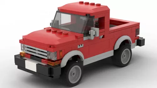 LEGO Ford Ranger XLT 87 scale brick model in red color on white background