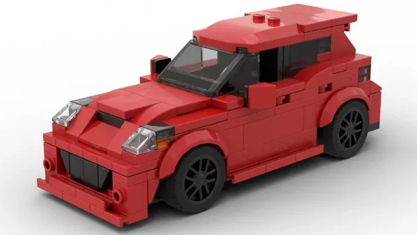 LEGO Mazda Mazdaspeed3 13 scale brick model in red color on white background