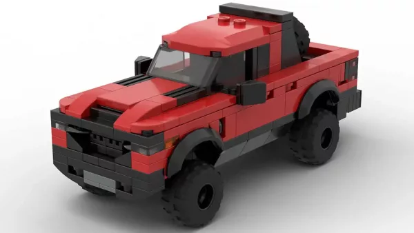 LEGO Ram 1500 TRX 21 Rambar scale brick model in red color on white background