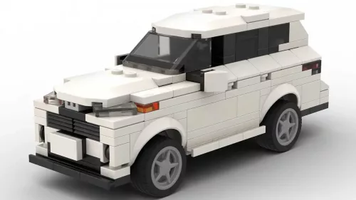 LEGO Toyota Highlander 20 scale brick model in white color on white background