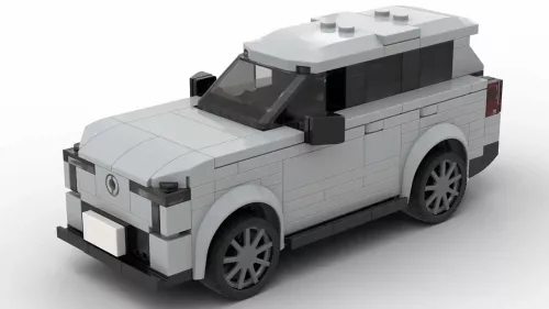 LEGO Volvo EX90 25 EU scale brick model in gray color on white background