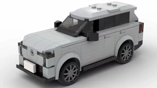 LEGO Volvo EX90 25 EU scale brick model in gray color on white background