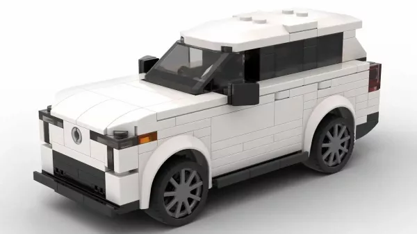 LEGO Volvo EX90 25 US scale brick model in white color on white background second version