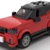 LEGO Volvo XC40 24 scale brick model on red color on white background