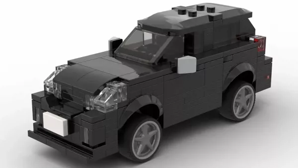 LEGO Volvo XC60 R 16 scale brick model in black color on white background