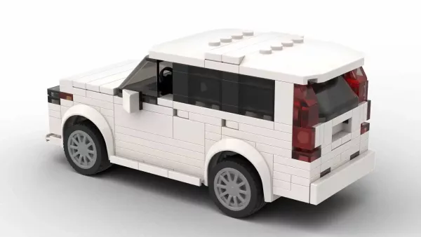 LEGO Volvo XC90 18 scale brick model in white color on white background rear view angle